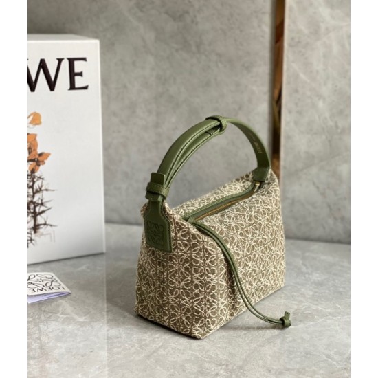 Loewe Small Cubi Hobo Bag In Beige Anagram Jacquard