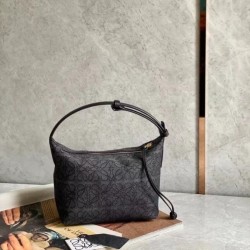 Loewe Small Cubi Hobo Bag in Black Anagram Jacquard