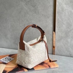 Loewe Small Cubi Hobo Bag in Ecru Anagram Jacquard