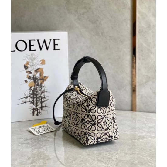 Loewe Small Cubi Hobo Bag in Ecru Black Anagram Jacquard