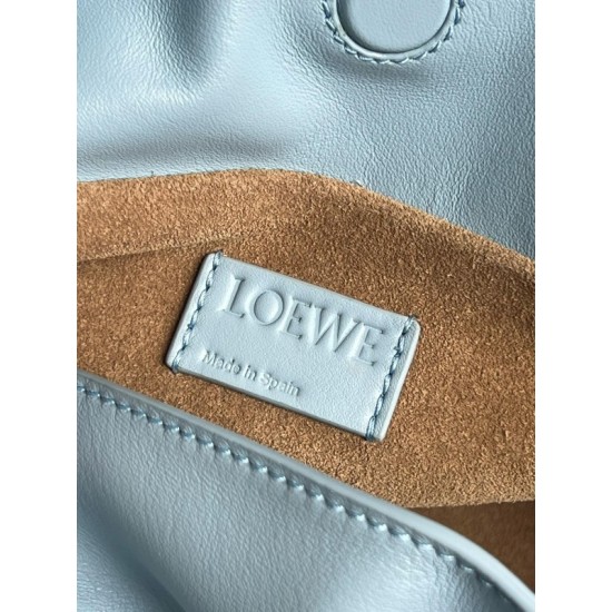 Loewe Flamenco Clutch Bag In Dusty Blue Calfskin