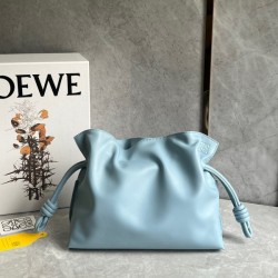 Loewe Flamenco Clutch Bag In Dusty Blue Calfskin