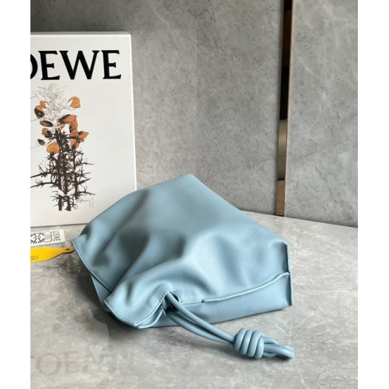 Loewe Flamenco Clutch Bag In Dusty Blue Calfskin