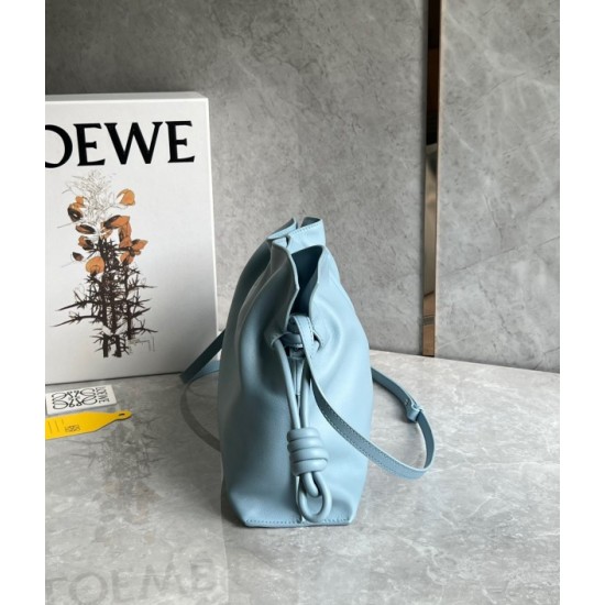 Loewe Flamenco Clutch Bag In Dusty Blue Calfskin