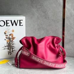 Loewe Flamenco Clutch Bag In Ruby Red Leather