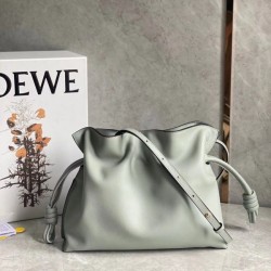 Loewe Flamenco Clutch In Ash Grey Nappa Leather