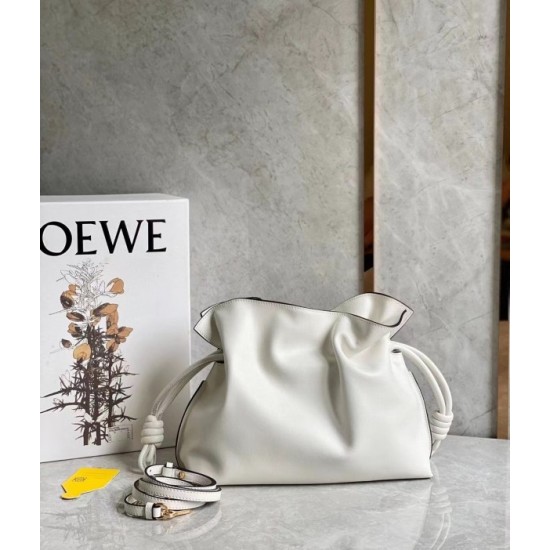 Loewe Flamenco Clutch In White Nappa Leather