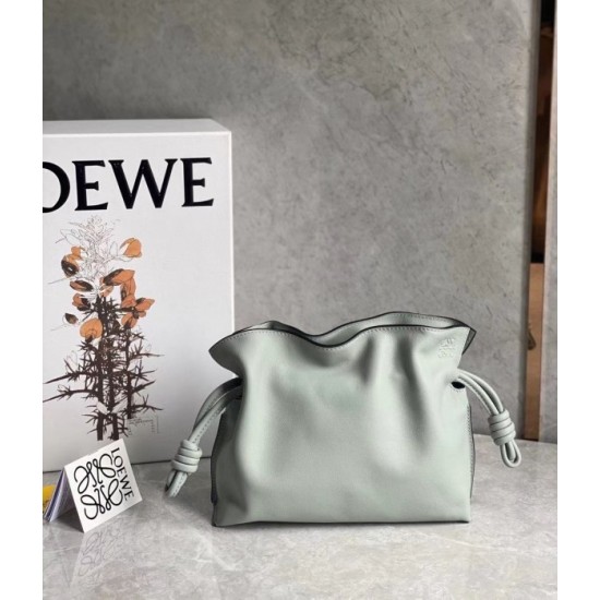 Loewe Flamenco Mini Clutch In Ash Grey Nappa Leather