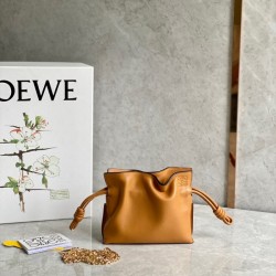 Loewe Flamenco Nano Clutch In Brown Nappa Leather