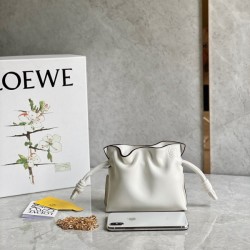 Loewe Flamenco Nano Clutch In White Nappa Leather