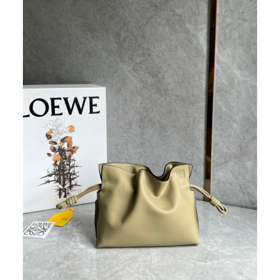 Loewe Mini Flamenco Clutch Bag In Clay Green Calfskin