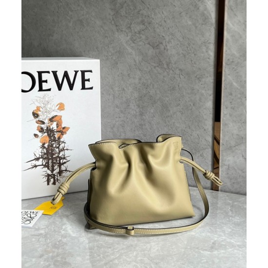 Loewe Mini Flamenco Clutch Bag In Clay Green Calfskin