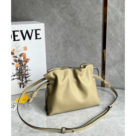 Loewe Mini Flamenco Clutch Bag In Clay Green Calfskin