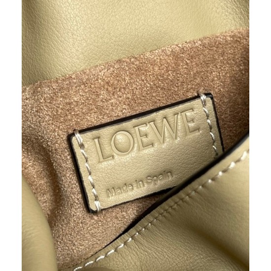 Loewe Mini Flamenco Clutch Bag In Clay Green Calfskin