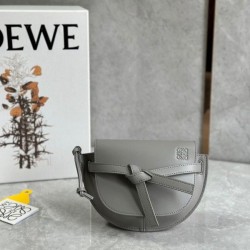 Loewe Gate Dual Mini Bag In Grey Calfskin