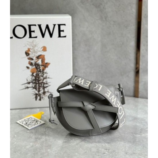 Loewe Gate Dual Mini Bag In Grey Calfskin