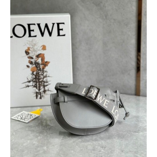 Loewe Gate Dual Mini Bag In Grey Calfskin