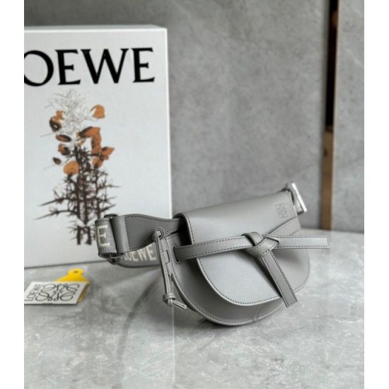 Loewe Gate Dual Mini Bag In Grey Calfskin