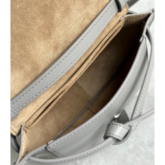 Loewe Gate Dual Mini Bag In Grey Calfskin