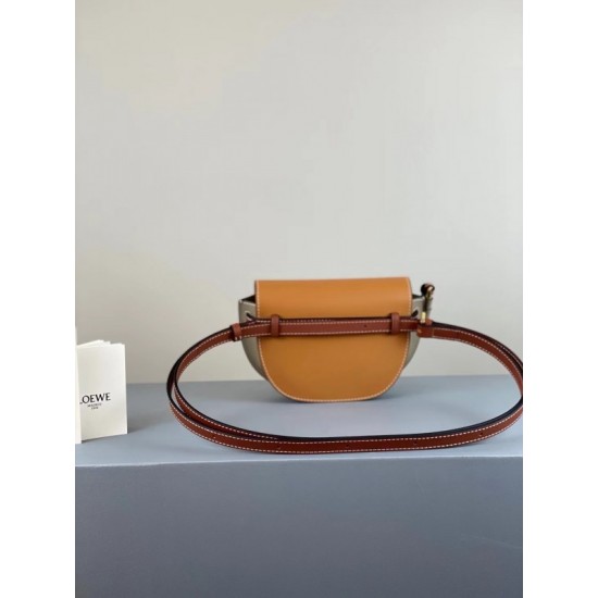 Loewe Mini Gate Dual Bag In Amber Grey Calfskin