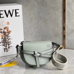 Loewe Mini Gate Dual Bag In Ash Grey Calfskin