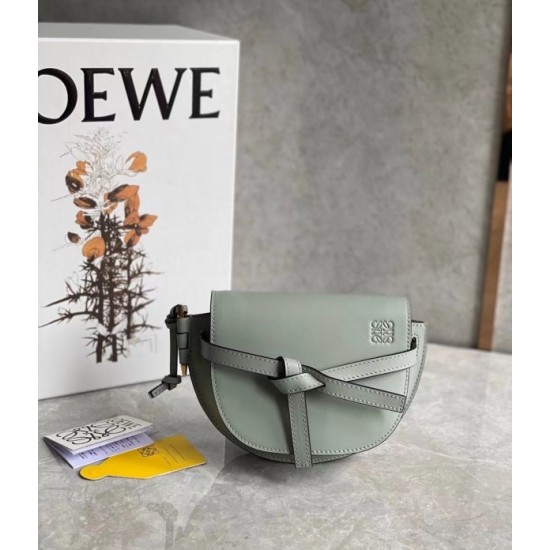 Loewe Mini Gate Dual Bag In Ash Grey Calfskin