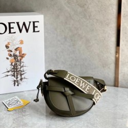 Loewe Mini Gate Dual Bag In Autumn Green Calfskin