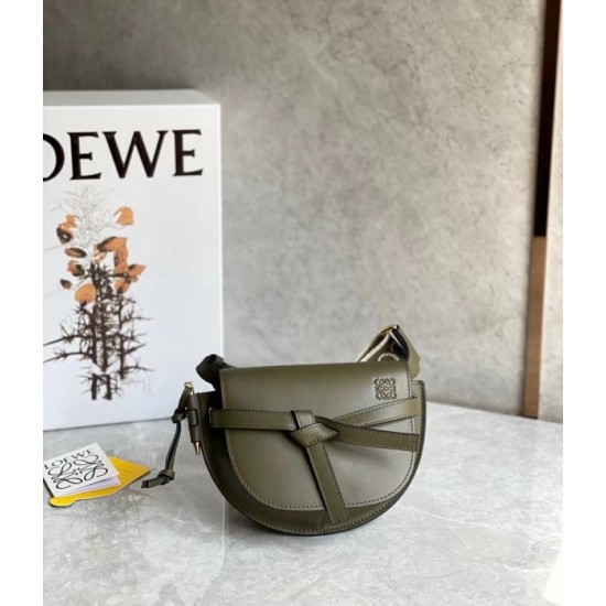 Loewe Mini Gate Dual Bag In Autumn Green Calfskin