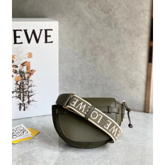 Loewe Mini Gate Dual Bag In Autumn Green Calfskin