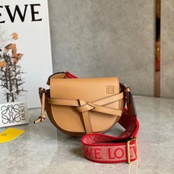 Loewe Mini Gate Dual Bag In Brown Calfskin