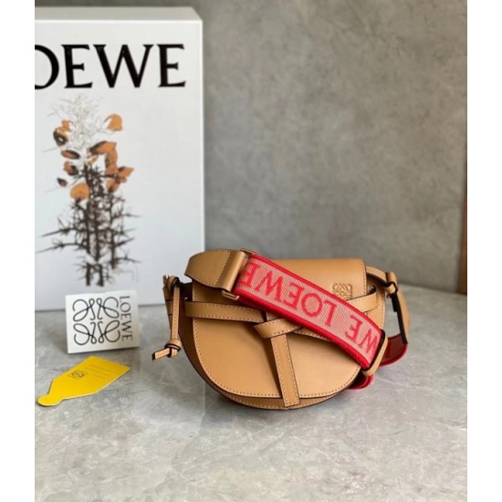 Loewe Mini Gate Dual Bag In Brown Calfskin