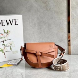 Loewe Mini Gate Dual Bag In Tan Calfskin