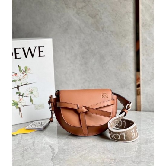 Loewe Mini Gate Dual Bag In Tan Calfskin