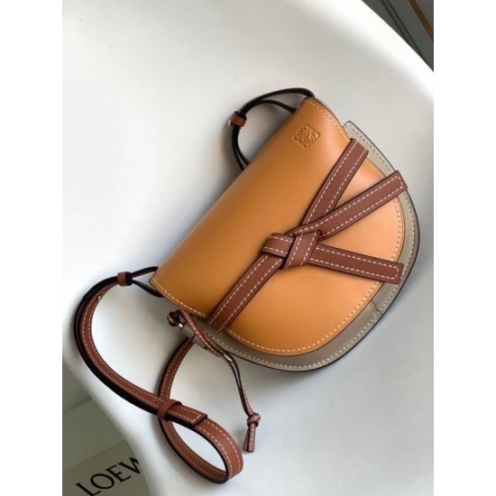 Loewe Small Gate Bag In Amber Grey Soft Calfskin