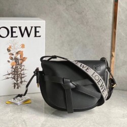 Loewe Small Gate Bag In Black Calfskin and Jacquard