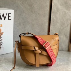 Loewe Small Gate Bag In Brown Calfskin and Jacquard