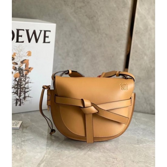 Loewe Small Gate Bag In Brown Calfskin and Jacquard