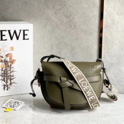 Loewe Small Gate Bag In Green Calfskin and Jacquard