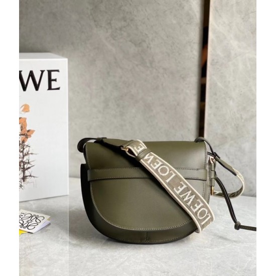 Loewe Small Gate Bag In Green Calfskin and Jacquard