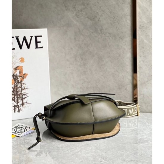 Loewe Small Gate Bag In Green Calfskin and Jacquard