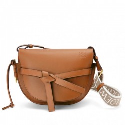 Loewe Small Gate Bag In Tan Calfskin and Jacquard