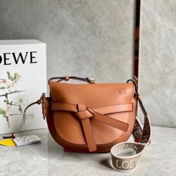 Loewe Small Gate Bag In Tan Calfskin and Jacquard