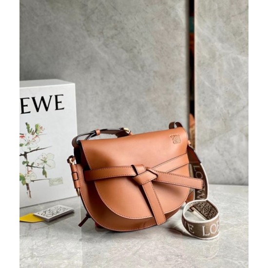 Loewe Small Gate Bag In Tan Calfskin and Jacquard