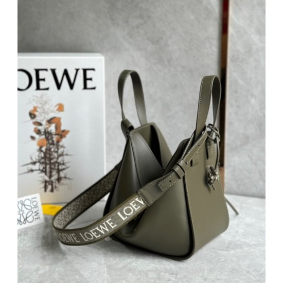 Loewe Compact Hammock Bag in Khaki Green Satin Calfskin