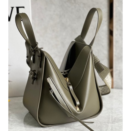 Loewe Compact Hammock Bag in Khaki Green Satin Calfskin