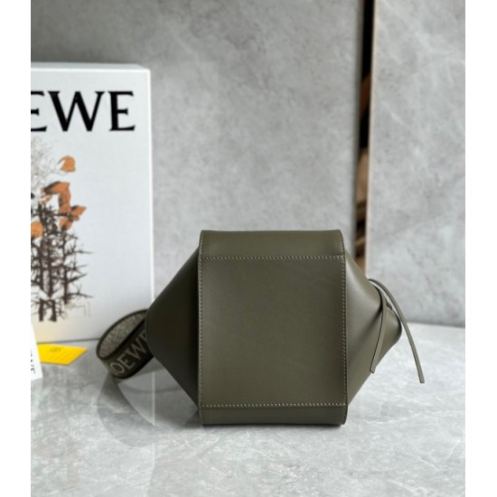 Loewe Compact Hammock Bag in Khaki Green Satin Calfskin