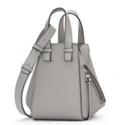 Loewe Compact Hammock Bag in Pearl Grey Grained Calfskin