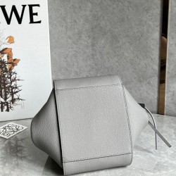 Loewe Compact Hammock Bag in Pearl Grey Grained Calfskin