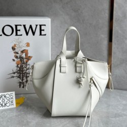 Loewe Compact Hammock Bag in White Satin Calfskin