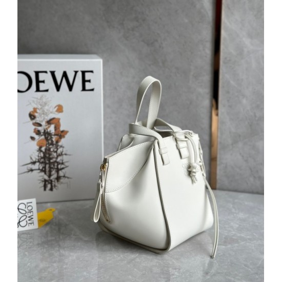 Loewe Compact Hammock Bag in White Satin Calfskin